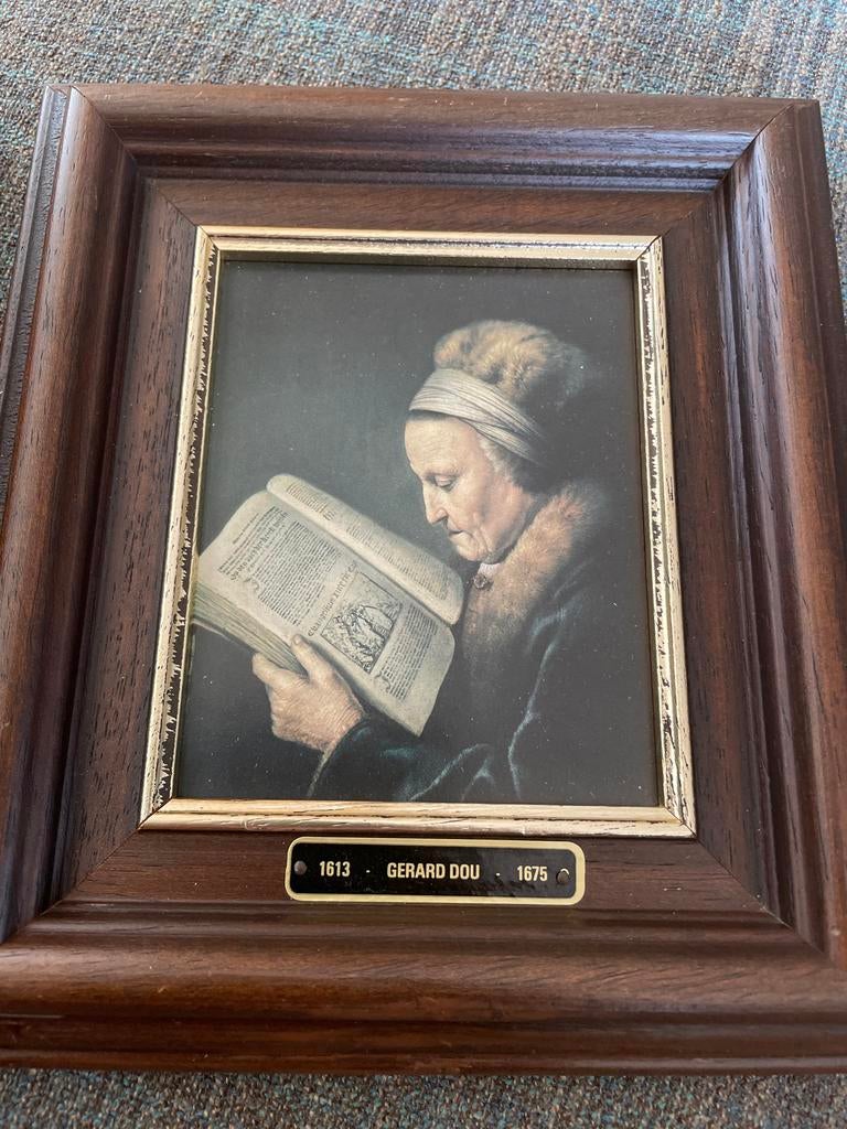Oude Meester Gerard Dou Print - Lezende Vrouw, Antiek en Kunst, Kunst | Schilderijen | Klassiek, Ophalen of Verzenden