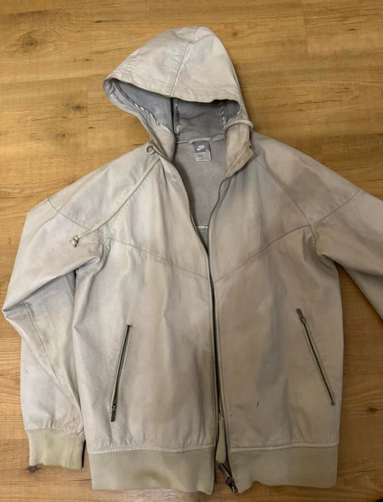 Nike Vintage Leren Jas • Maat L, Ophalen of Verzenden, Gedragen, Maat 52/54 (L), Grijs