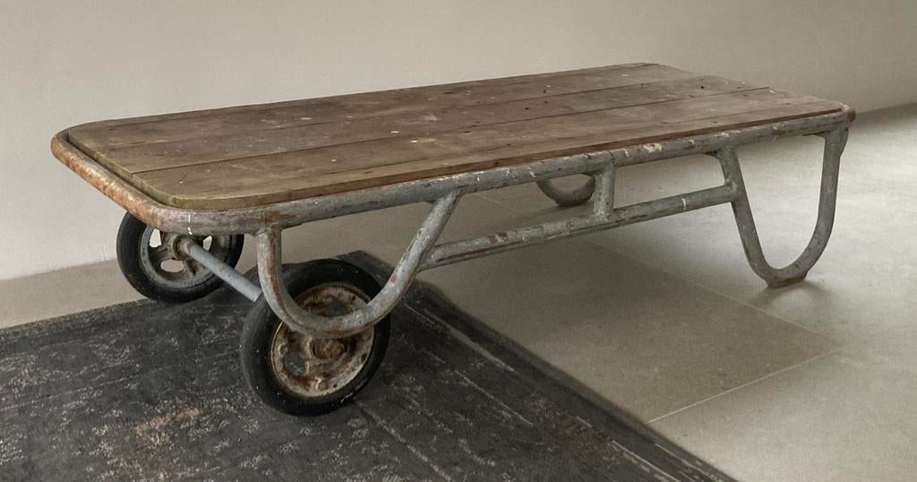 Industriële kar, transportkar, salontafel of etagère, Ophalen, Gebruikt