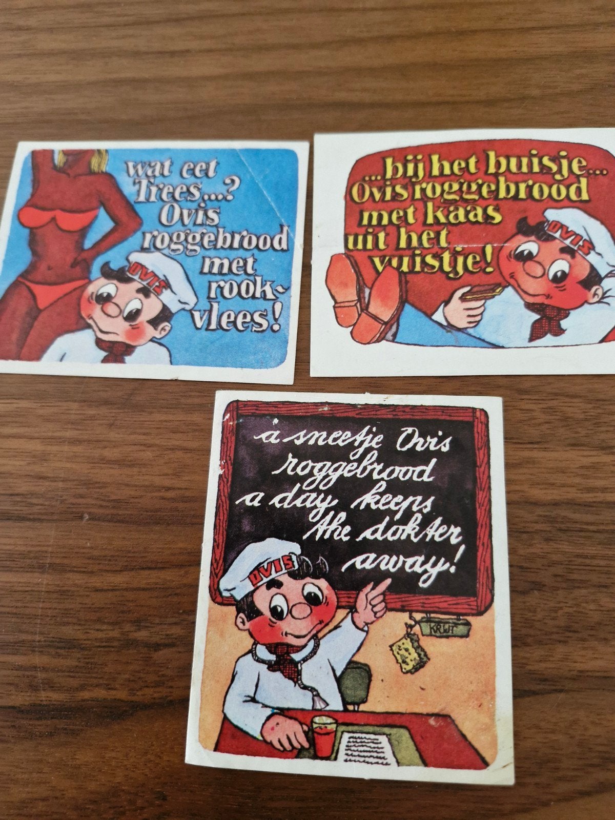9662 Vintage Ovis Roggebrood Reclame Stickers - Set van 3, Verzamelen, Ophalen of Verzenden, Gebruikt, Merk
