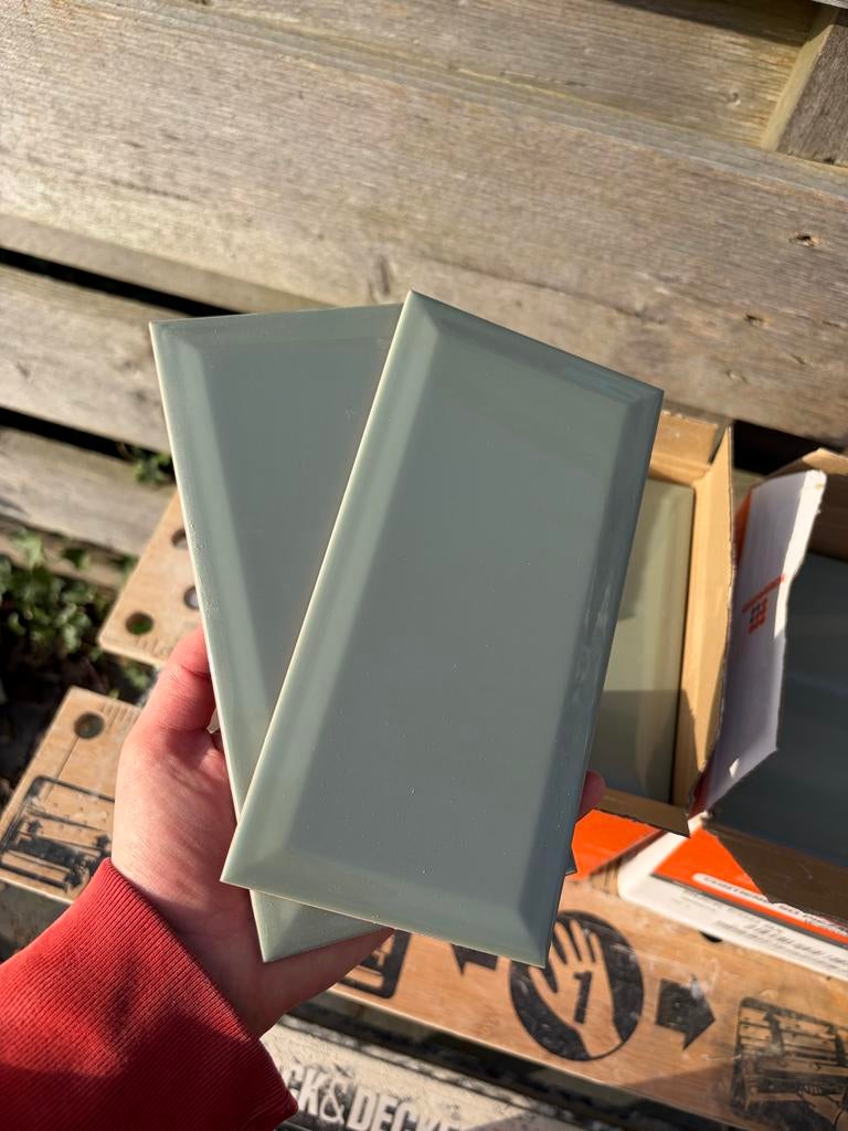 Metrotegel duck egg green 20x10 cm (1,5m2), Doe-het-zelf en Verbouw, Tegels, Ophalen, Nieuw, Minder dan 20 cm, 20 tot 40 cm