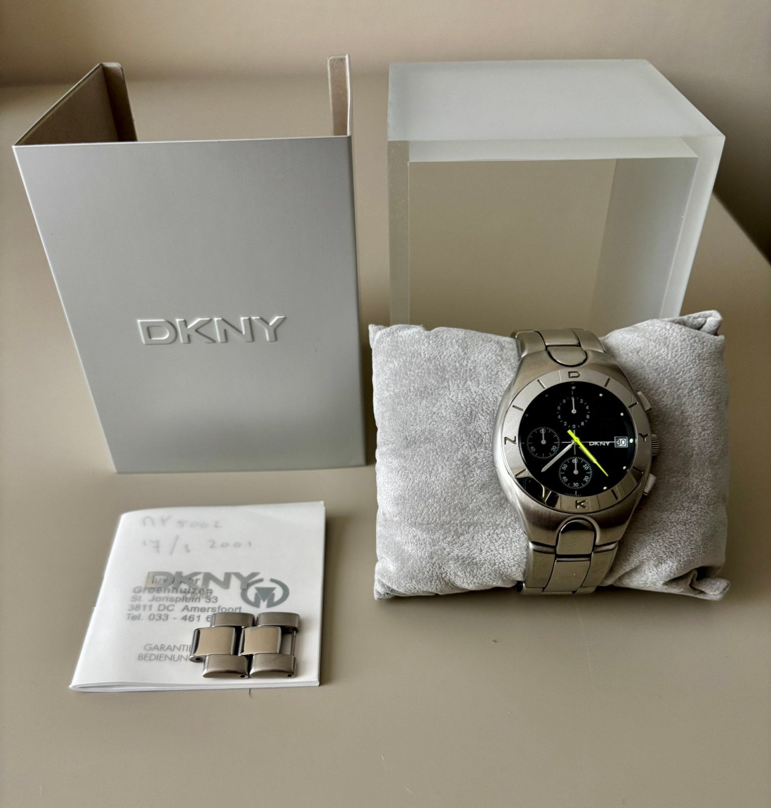 DKNY NY5002 Herenhorloge (2000), Sieraden, Tassen en Uiterlijk, Horloges | Heren, Overige merken, Staal, Gebruikt, Staal