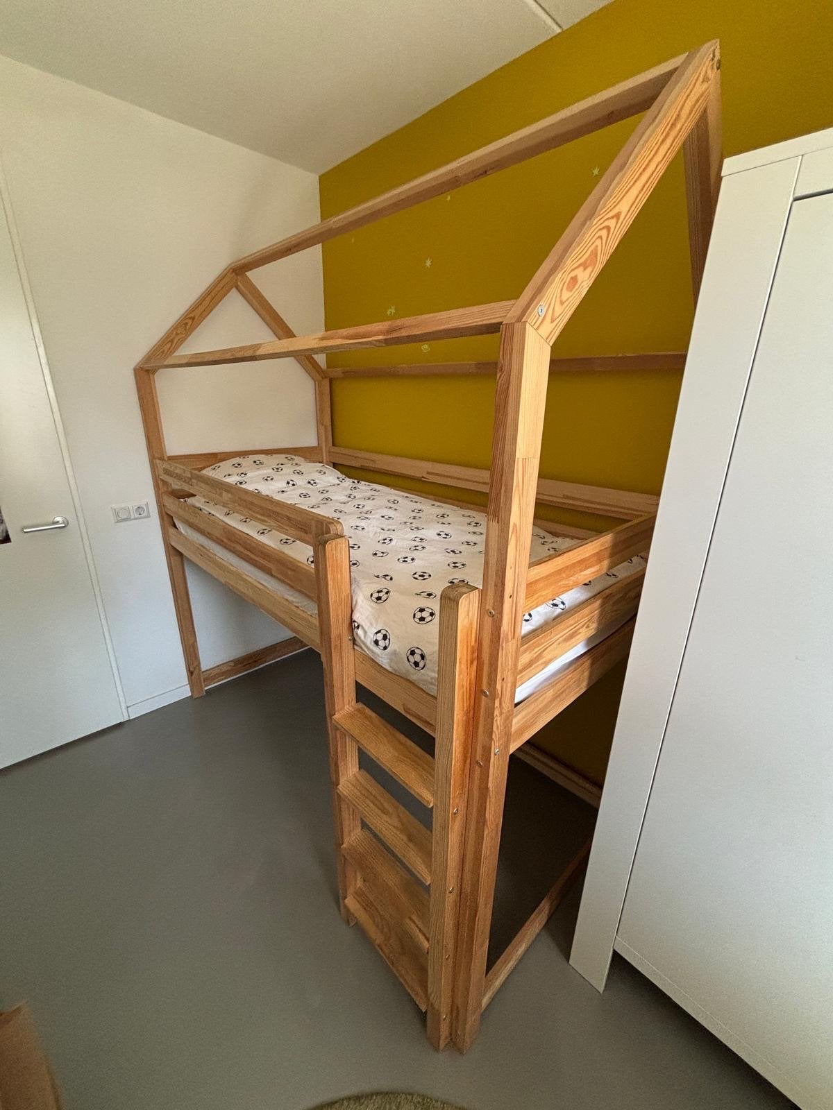 Petit Puk Hoogslaper Pepe - Houten Kinderbed, Ophalen, Gebruikt, Eenpersoons, 160 tot 180 cm