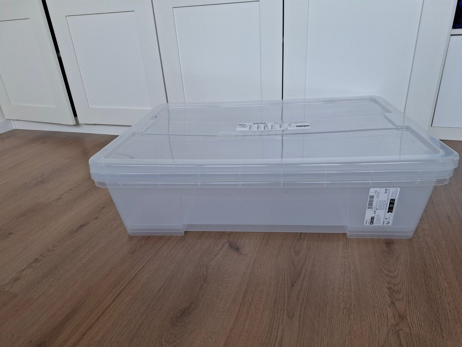 IKEA SAMLA opbergbox met deksel - transparant, Huis en Inrichting, Woonaccessoires | Kisten, Gebruikt, Minder dan 50 cm, 50 tot 75 cm