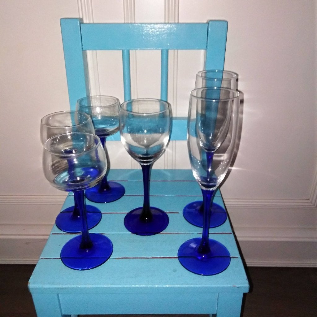 Luminarc France Neptune wijnglazen en champagneglazen, Ophalen, Glas of Glazen, Gebruikt, Glas