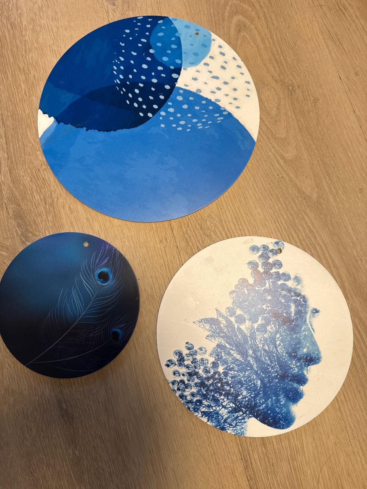 Set van 3 blauwe wandcirkels, Ophalen, Gebruikt, Kunststof, Wandcirkel