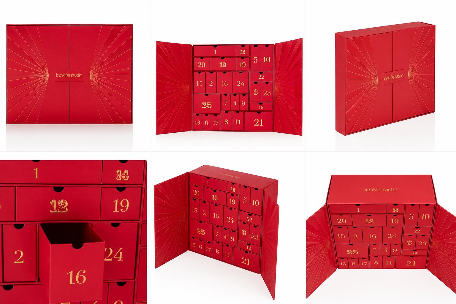 Lookfantastic Beauty Adventskalender Opbergbox - Rood/Goud, Ophalen of Verzenden, Zo goed als nieuw, Rood, Papier/karton