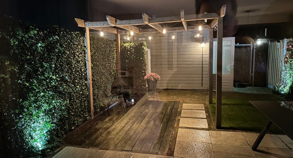 Pergola 300x275cm met verlichting en schaduwdoek, Tuin en Terras, Overkappingen, Ophalen, Zo goed als nieuw, Tuinpaviljoen