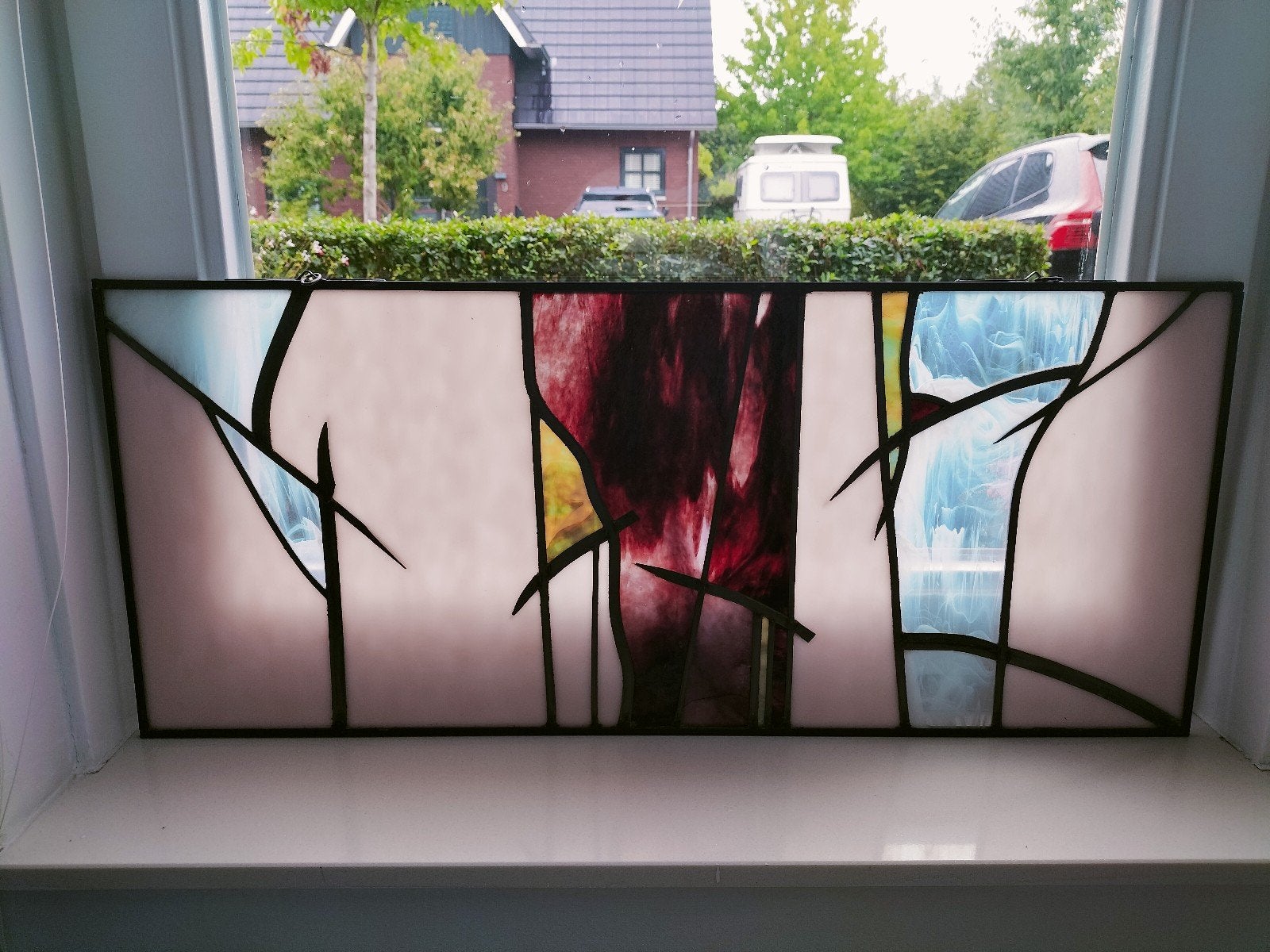 Uniek modern glas in lood object / hanger, Antiek en Kunst, Kunst | Beelden en Houtsnijwerken, Glas, Ophalen of Verzenden, Handgemaakt