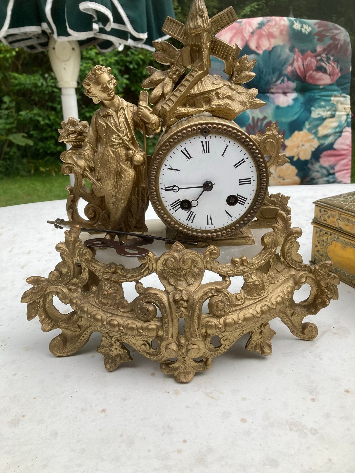 Antieke Franse Pendule 19e Eeuw  met Moulin Rouge, Antiek en Kunst, Ophalen of Verzenden
