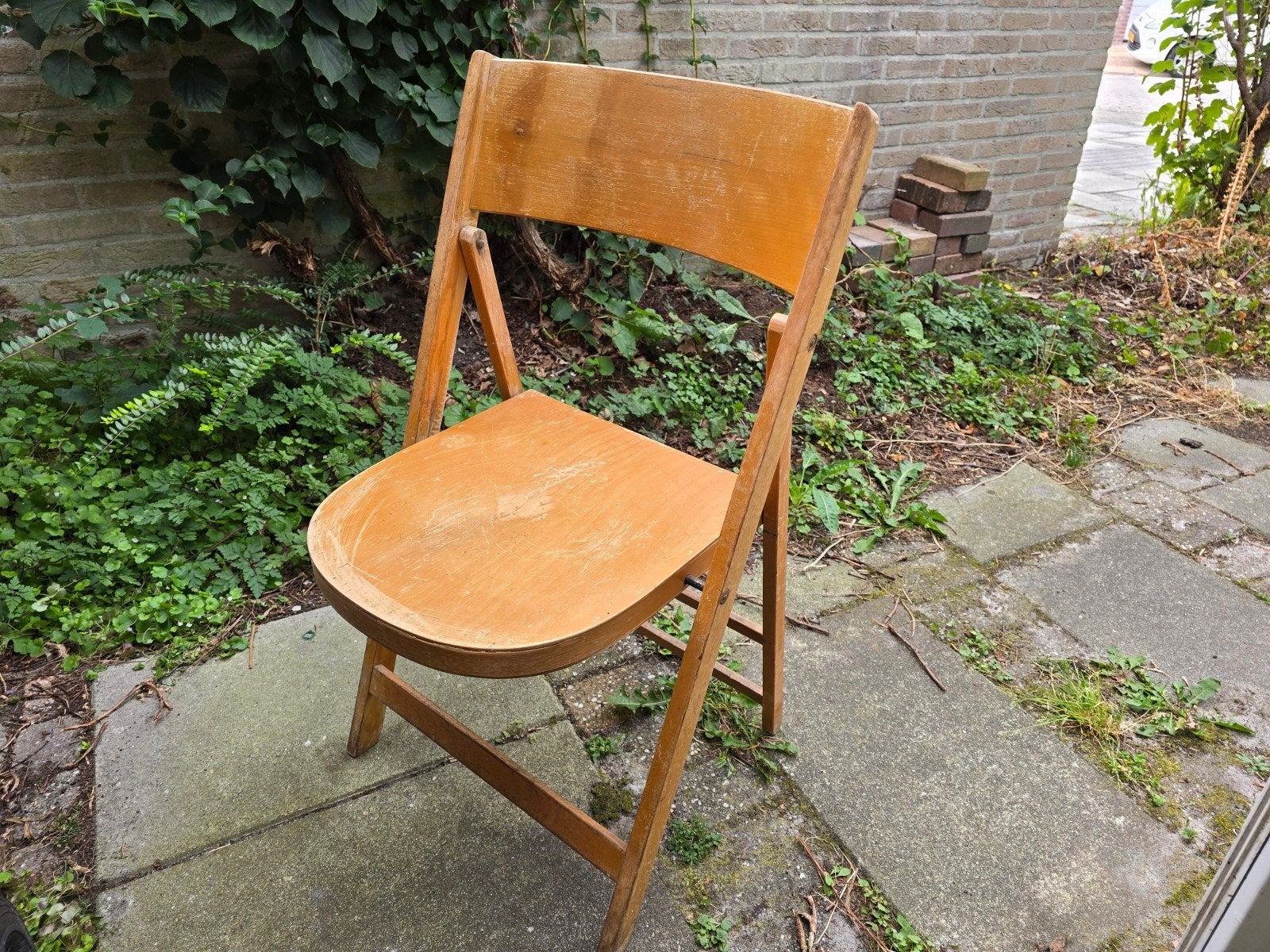 Set van 6 vintage houten klapstoelen, Huis en Inrichting, Stoelen, Ophalen, Gebruikt, Bruin, Klassiek, Praktisch