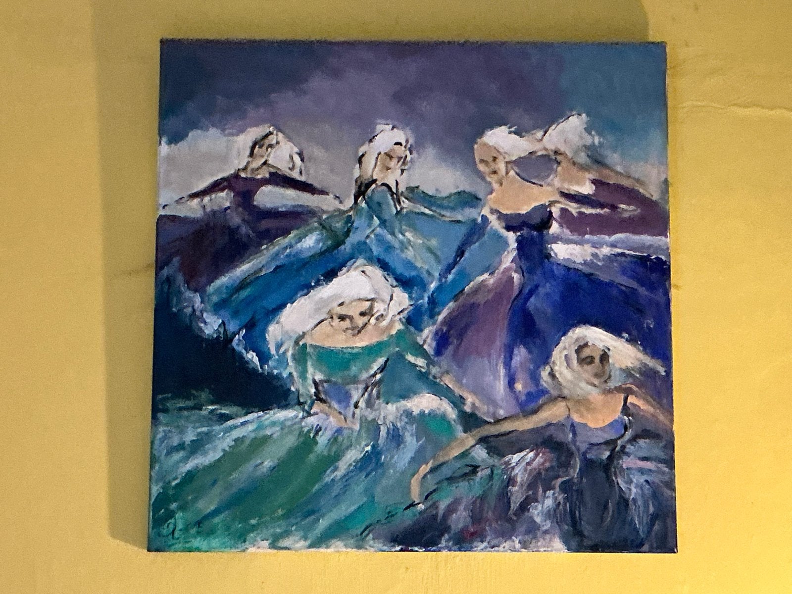 Dansende Vrouwen in Blauw - Olieverf op Canvas, Ophalen