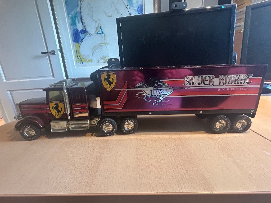 Ferrari Vintage Truck Silver Knight Express metaal, Ophalen of Verzenden