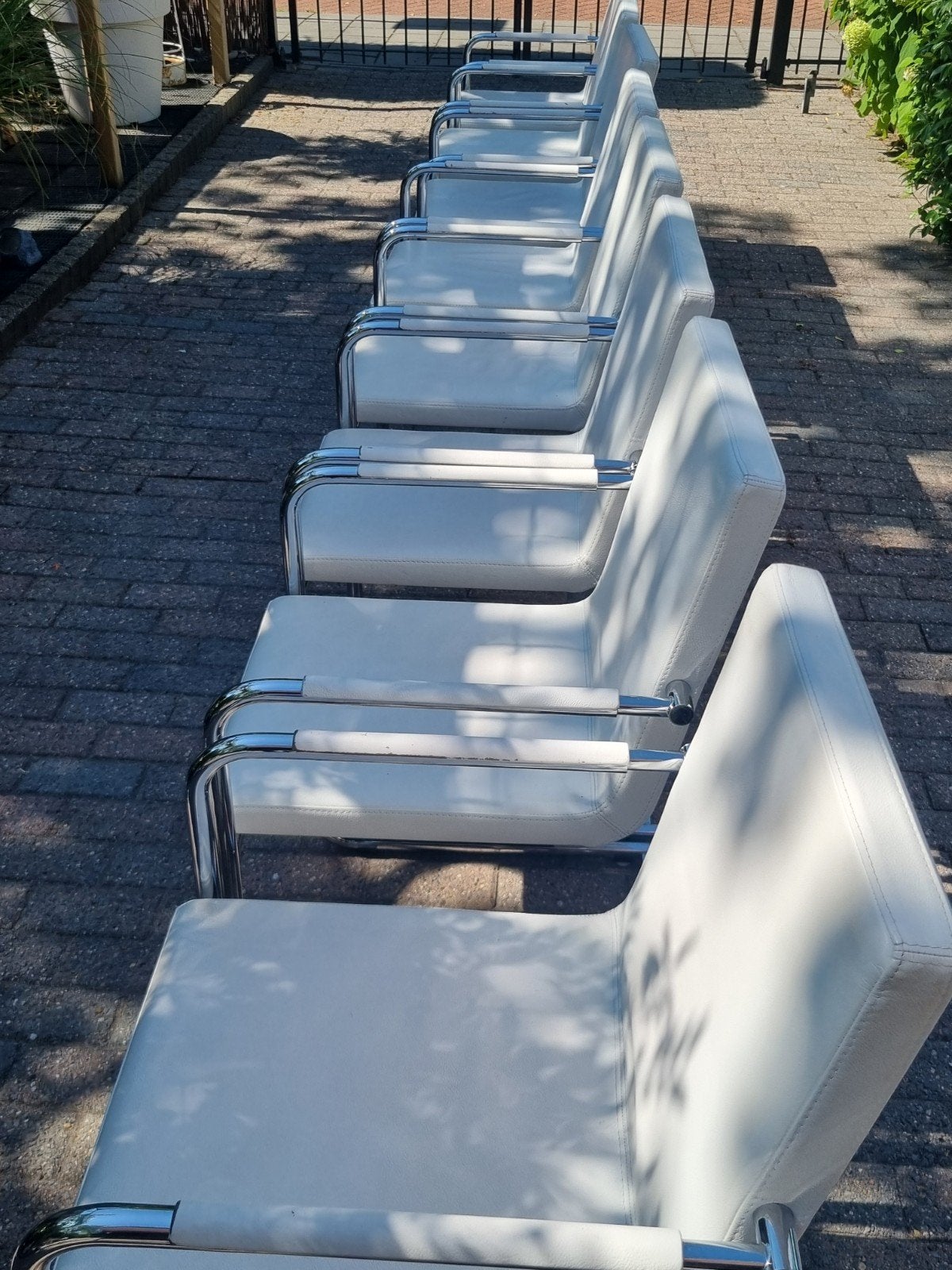 8 Italiaanse design stoelen, Huis en Inrichting, Stoelen, Ophalen, Gebruikt, Wit, Vijf, Zes of meer stoelen