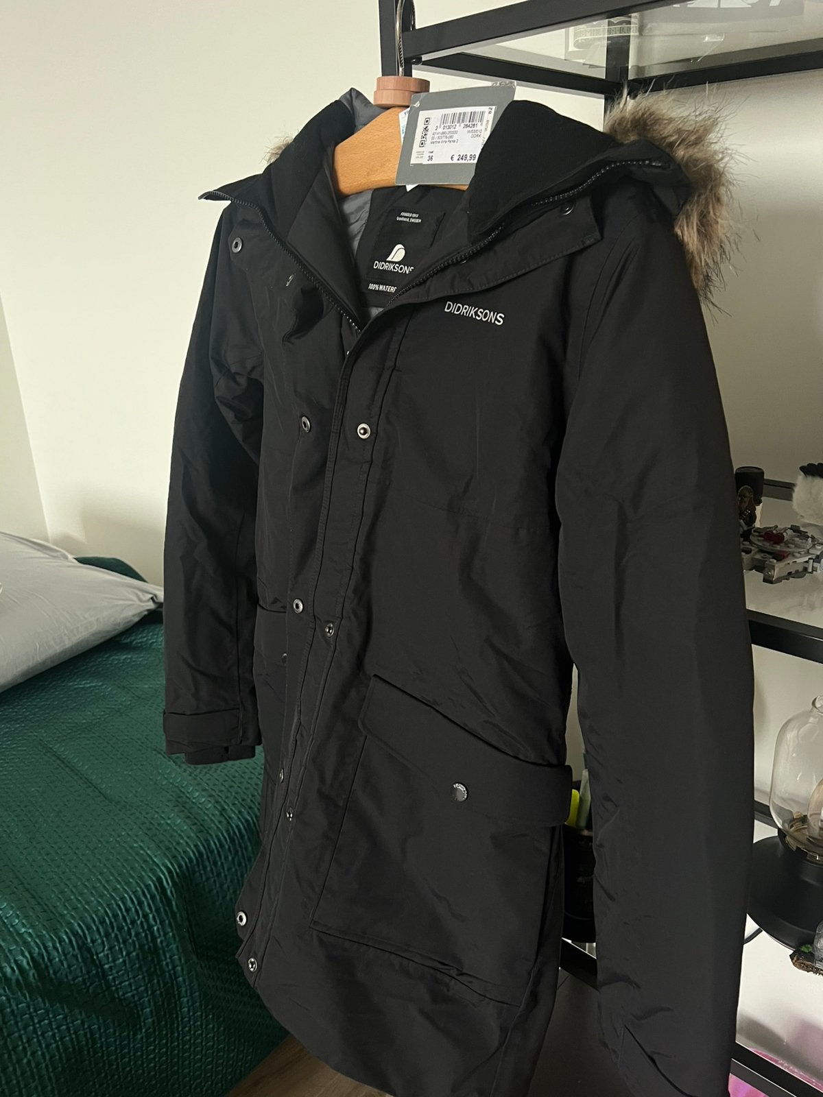Didriksons waterdichte parka, Ophalen of Verzenden, Nieuw, Maat 36 (S), Zwart