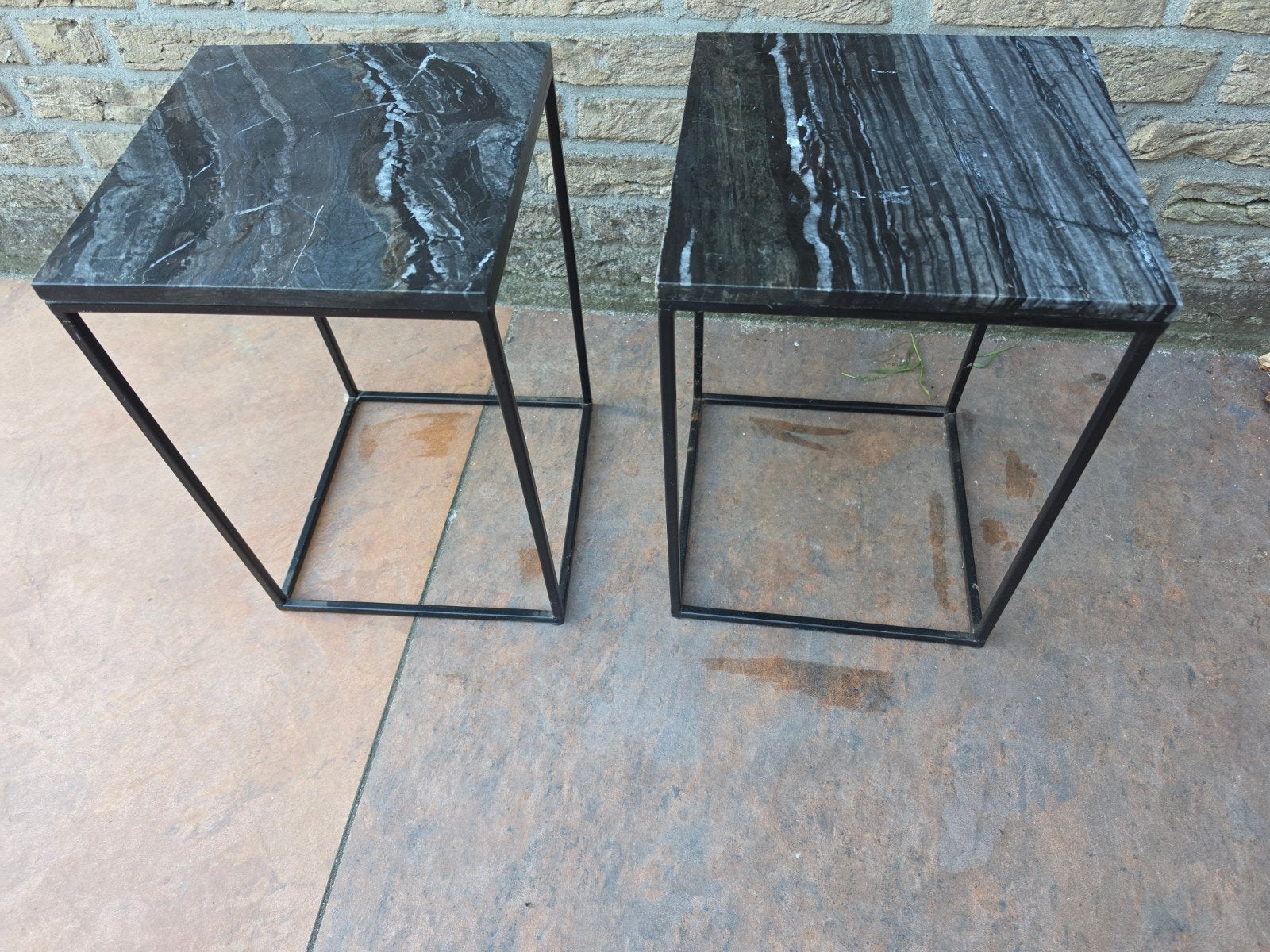 5 marmeren bijzettafels - Verschillende kleuren, Ophalen, Minder dan 55 cm, Modern, Industrieel, Minimalistisch, Vierkant