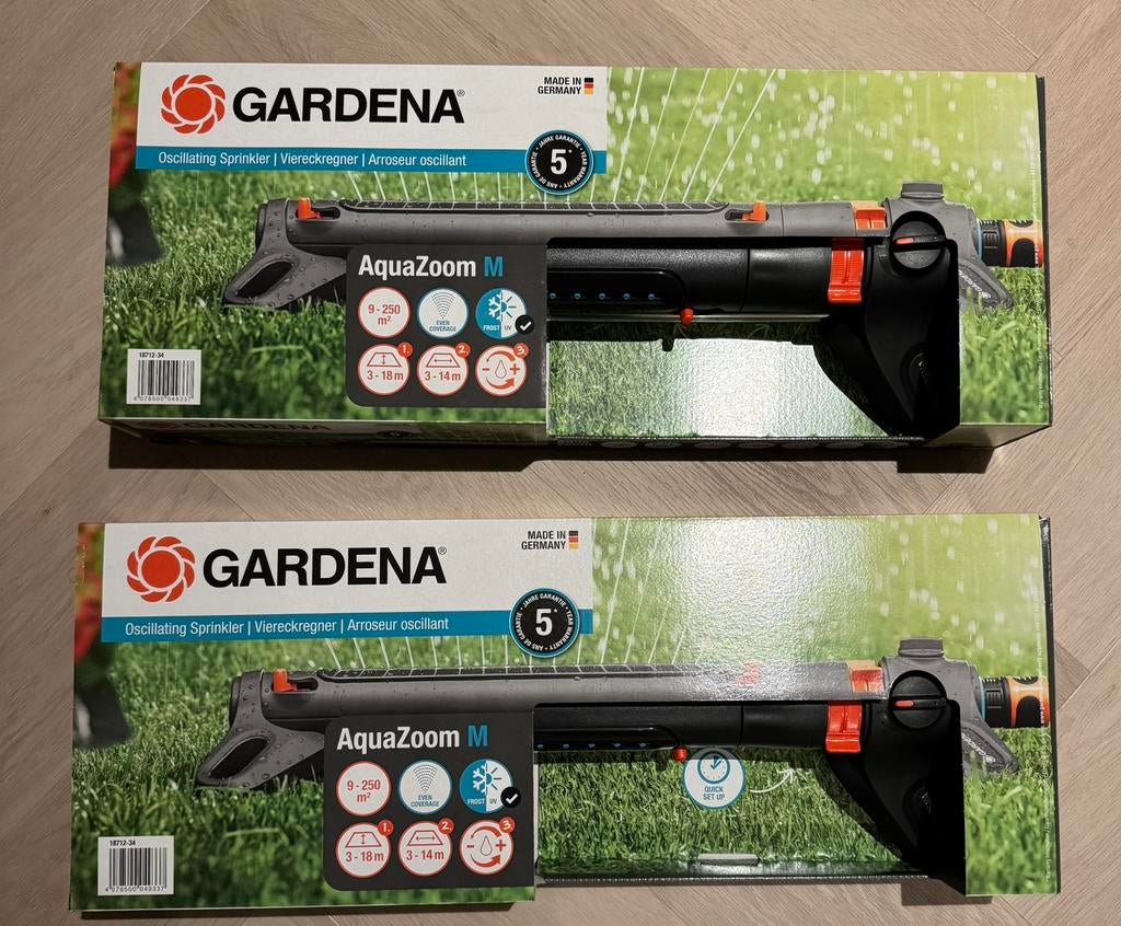 Nieuw Gardena aquazoom M tuinsproeier 2 stuks 50 euro, Tuin en Terras, Tuinsproeiers, Ophalen of Verzenden, Nieuw, Zwenksproeier