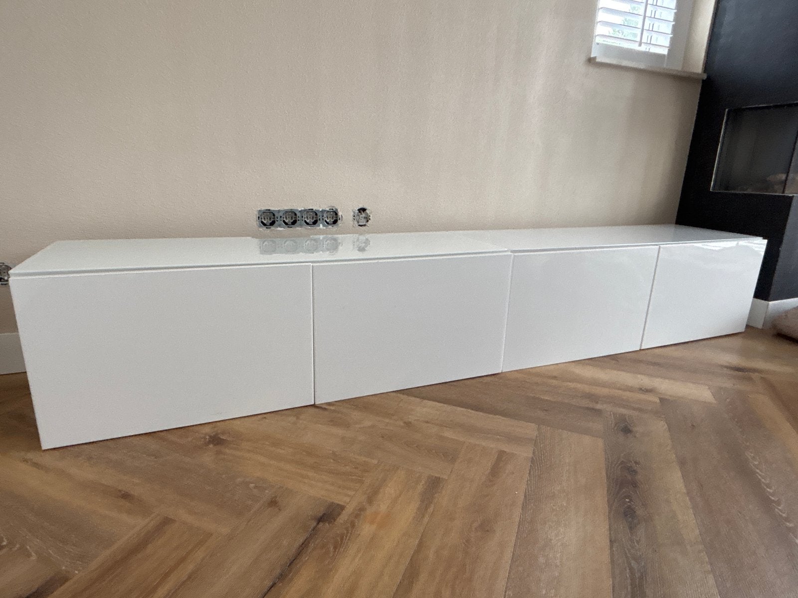 Besta 2 IKEA TV-kasten wit, 120x42x38 cm, Ophalen, Gebruikt, 100 tot 150 cm, Minder dan 100 cm