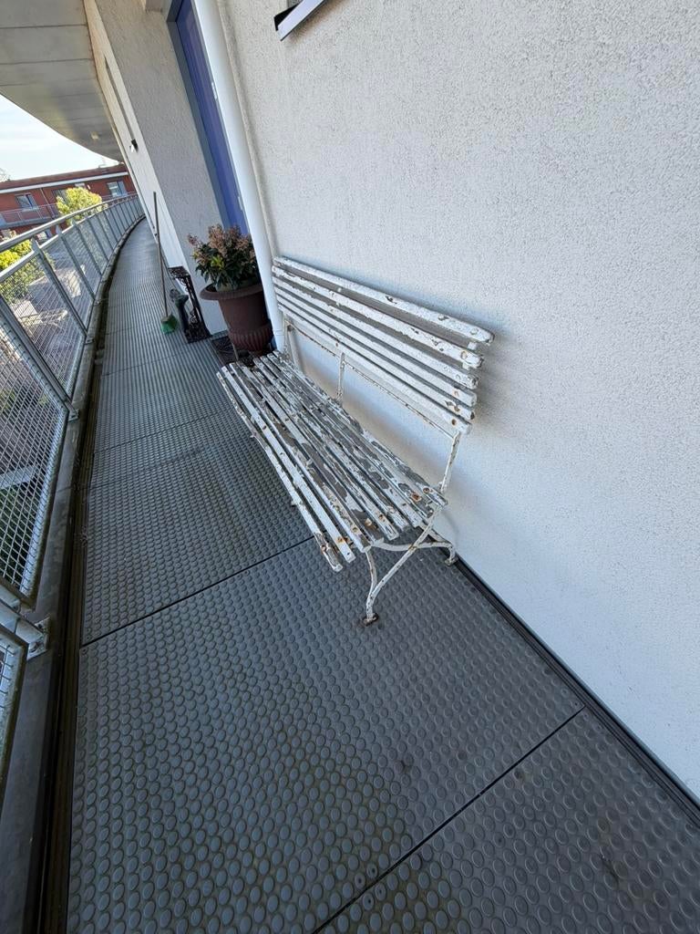Antieke Tuinbank metaal met houtenplankjes, Ophalen, Gebruikt, Metaal