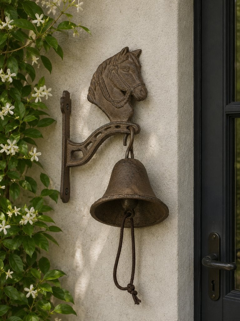 DEURBEL / PAARDENHOOFD / PAARD / GIETIJZER, Tuin en Terras, Tuinwanddecoratie, Huis en tuin decoratie Marie, Nieuw, Info@huisentuindecoratiemarie.nl