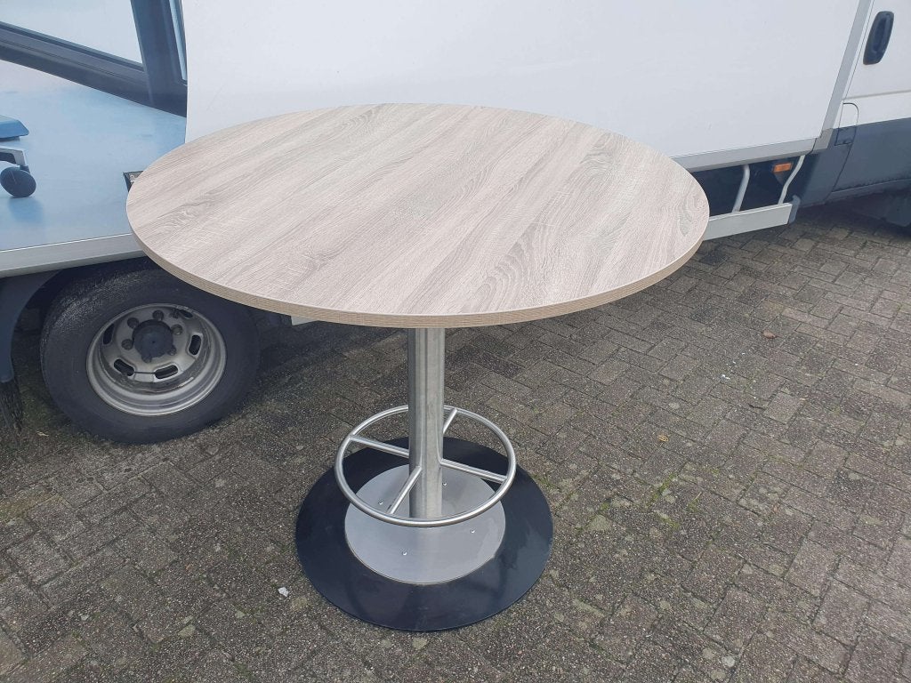 Hoge vergadertafel 120cm rond met nieuw blad naar keuze, VST, 120 cm, 120 cm, Ophalen of Verzenden