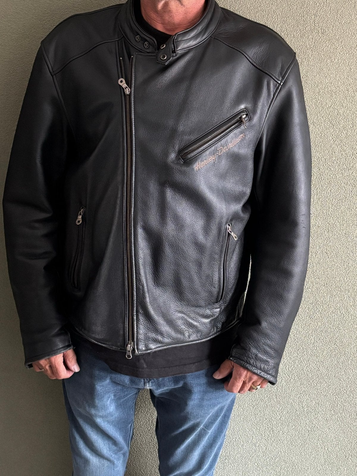 Zwart leren HD motorjas XL met uitneembare voering, Ophalen of Verzenden, Tweedehands, Heren, Jas | leer