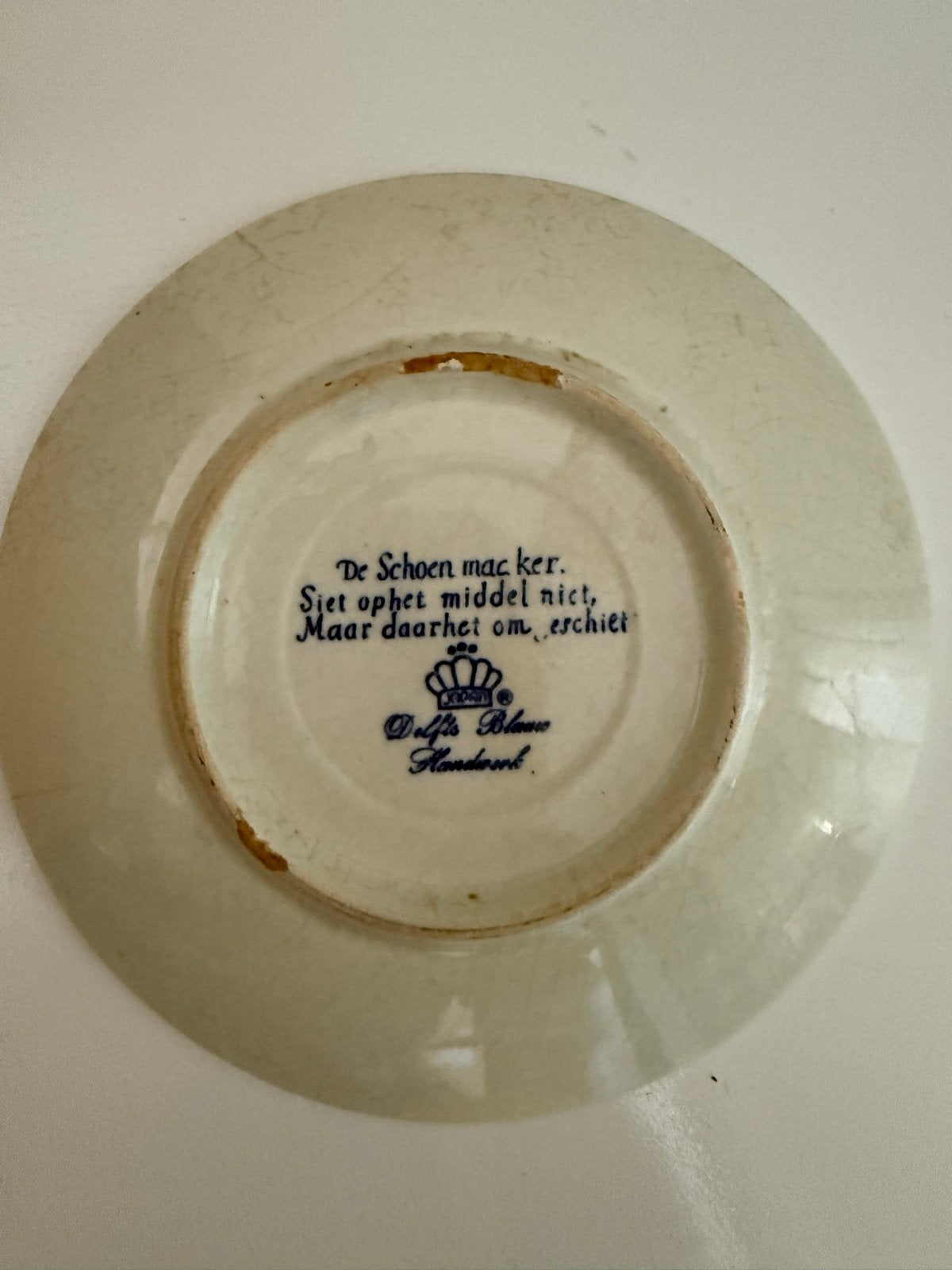 Antiek Delfts Blauw Bord 'De Schoenmaker', Ophalen