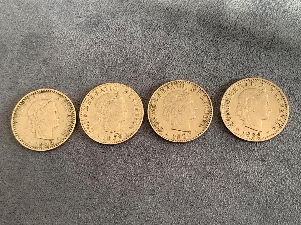 Setje Helvetia 20 rappen 1894-1909-1920-1933, Postzegels en Munten, Munten | Europa | Niet-Euromunten, Ophalen, Overige landen