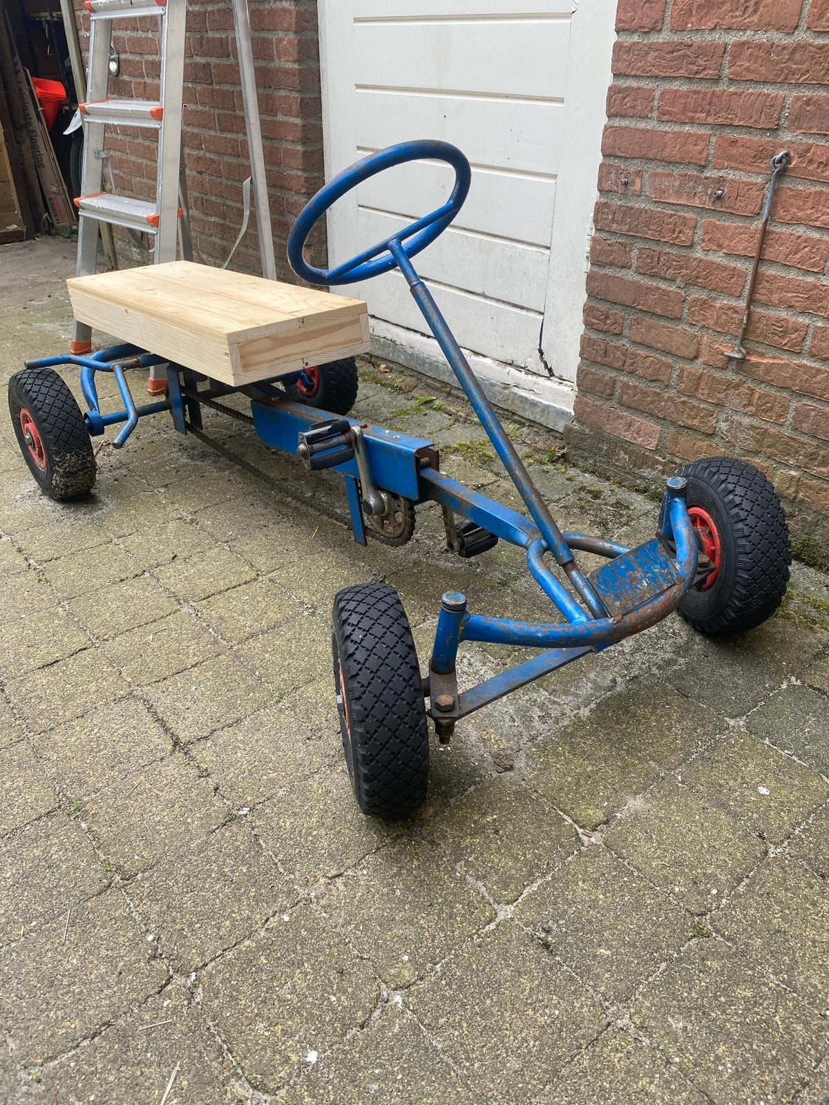 Blauwe skelter met afneembaar duozitje, Kinderen en Baby's, Speelgoed | Buiten | Skelters, Ophalen, Gebruikt, Overige merken, Duozit