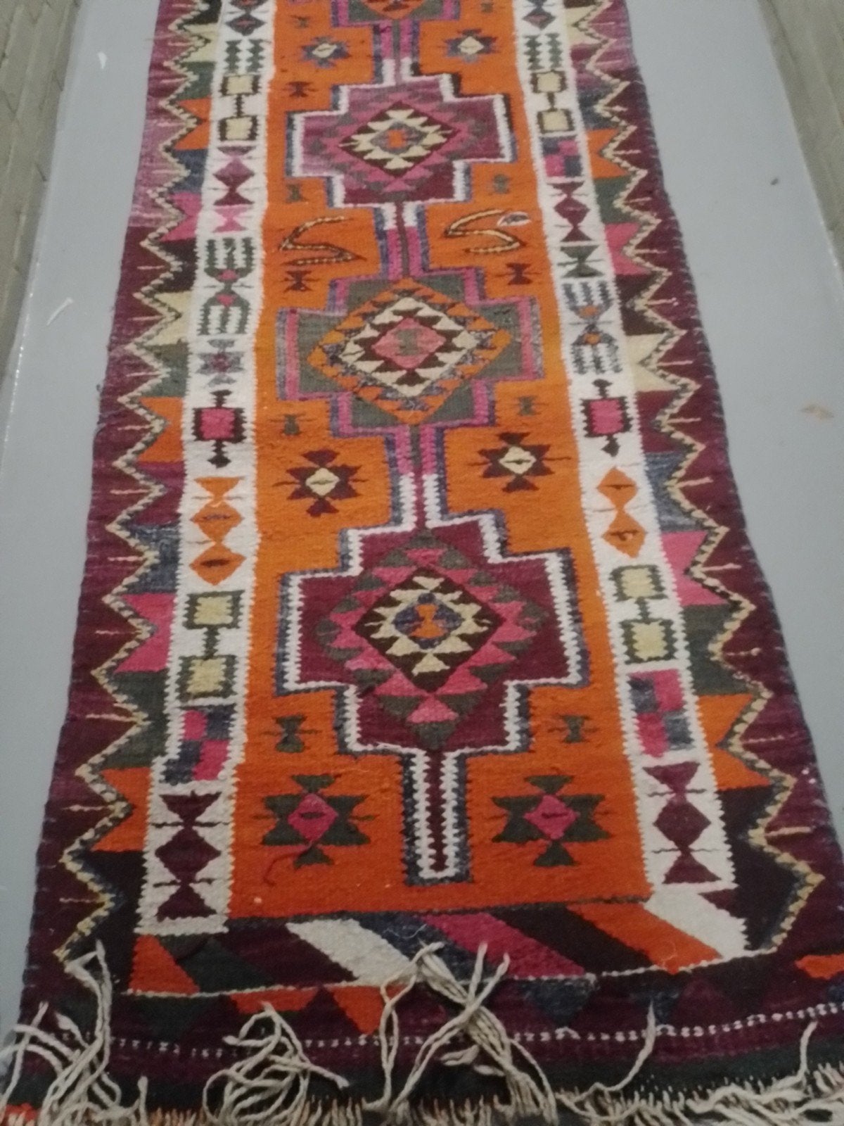 Handgeweven Oosterse Kelim Loper - 95x310cm 100% Wol, Huis en Inrichting, Ophalen, Gebruikt, Overige kleuren, 200 cm of meer