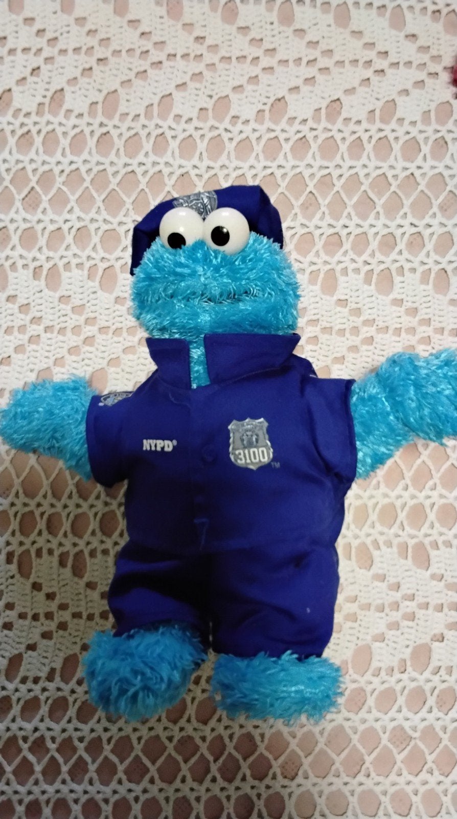 Koekiemonster NYPD politie knuffel Sesamstraat, Gebruikt, Overige merken, Overige karakters, Overige typen