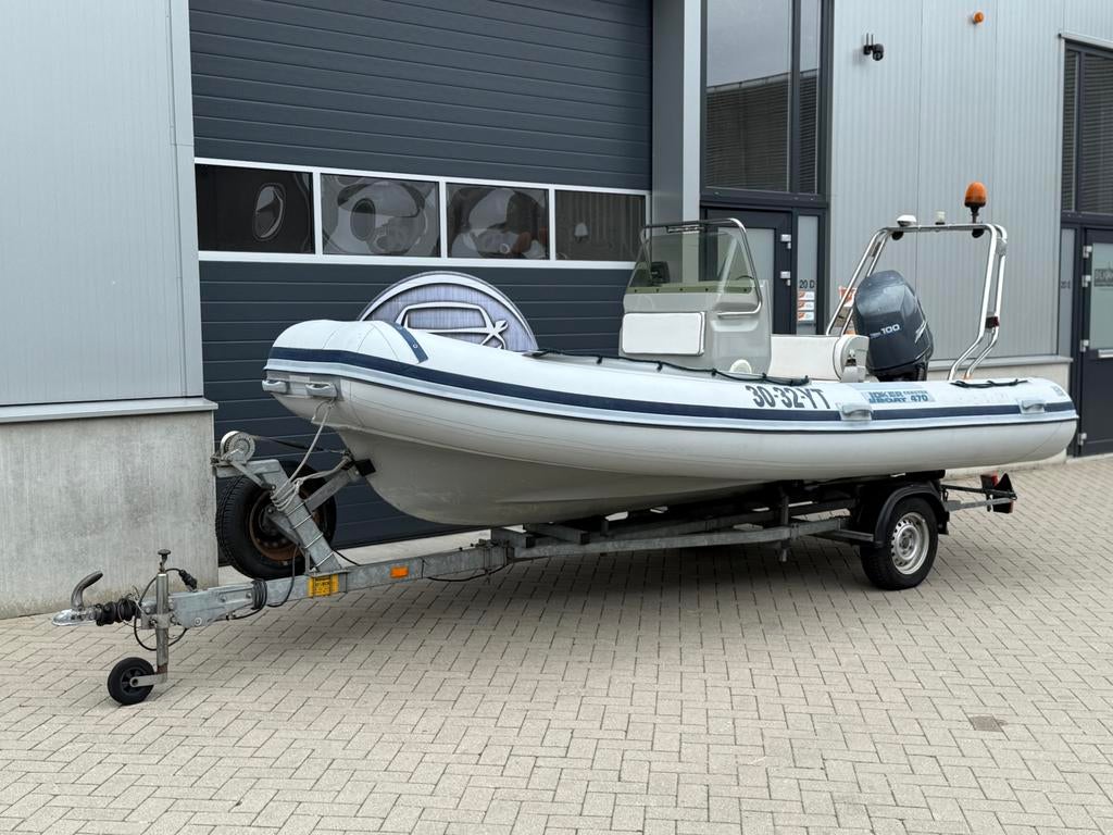 Joker 470 RIB met Yamaha 100pk motor inclusief trailer, Ophalen, Yamaha, Zo goed als nieuw, Benzine