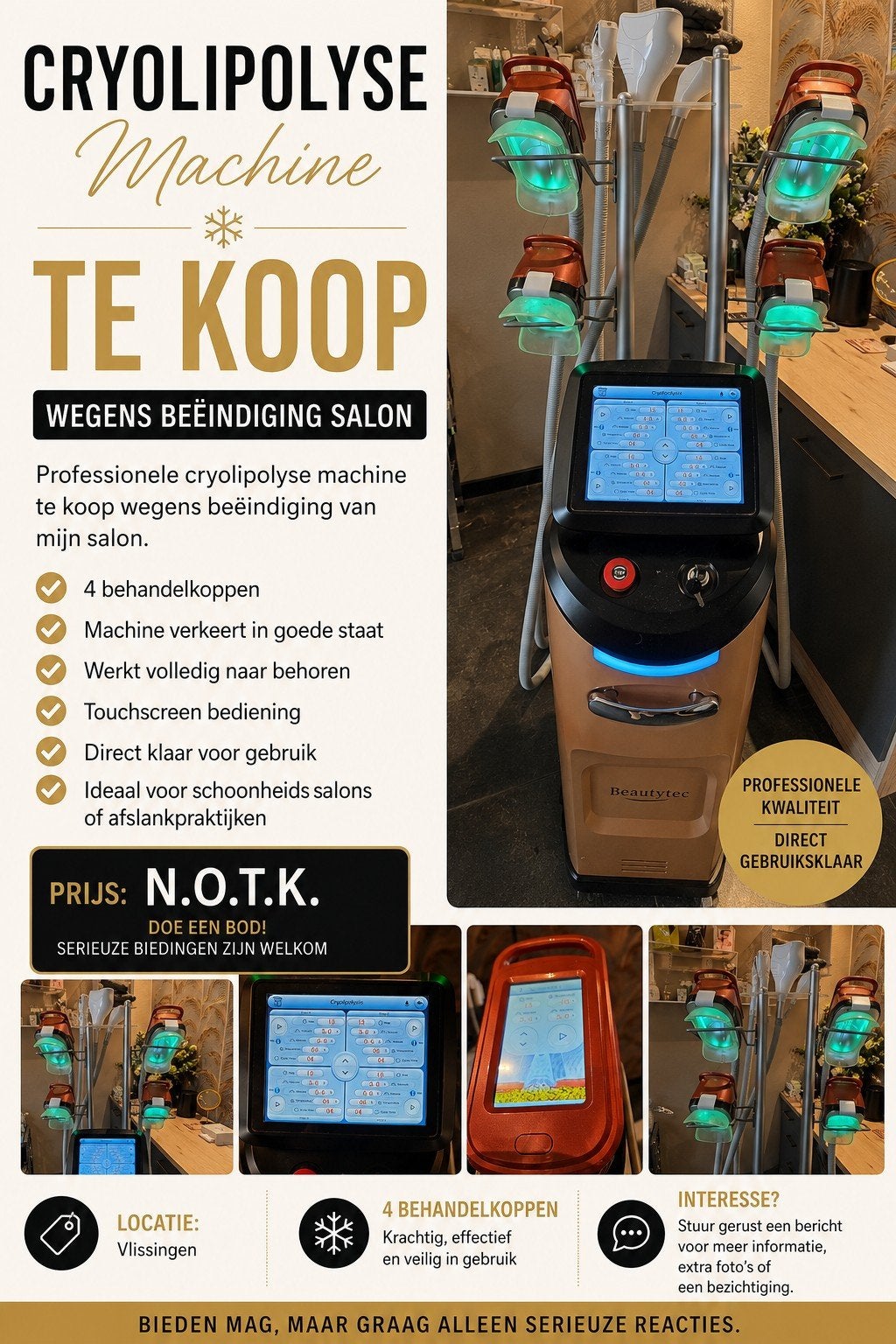 Cryolipolise Cryolipolyse machine te koop, Diensten en Vakmensen, Schoonheidsspecialisten | Overige