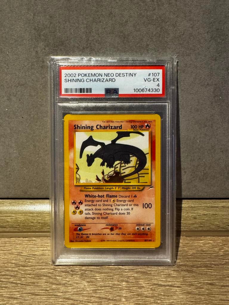 Shining Charizard 2002 Neo Destiny PSA 4 Pokémon Kaart, Ophalen of Verzenden, Gebruikt, Losse kaart, Foil