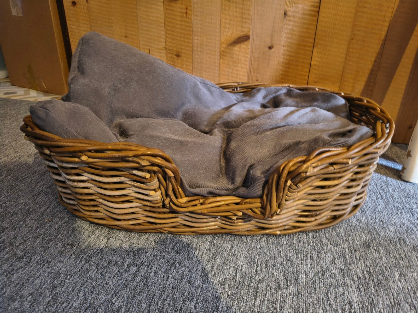 Rieten mand met kussen voor katten of kleine honden, Ophalen, Gebruikt, Riet