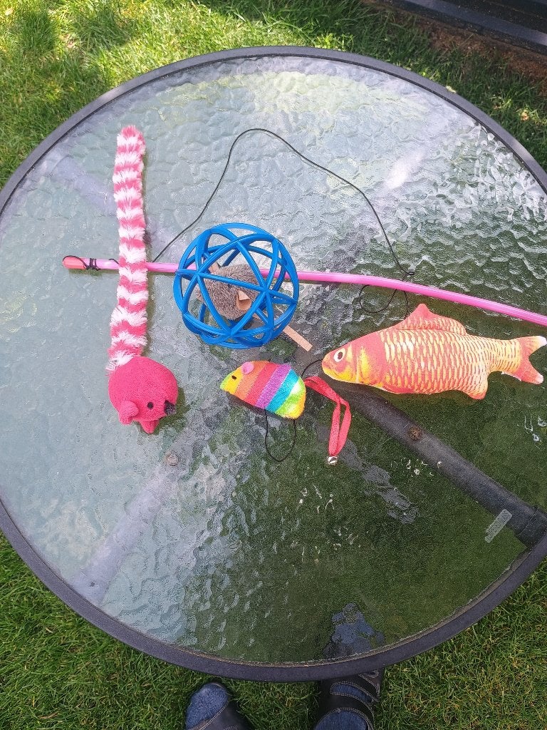 Te koop leuk katten speelgoed, Ophalen of Verzenden, Zo goed als nieuw, Speelhengel