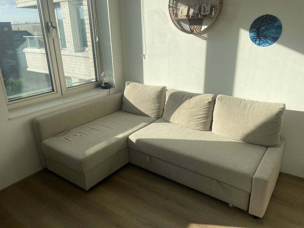 MANSTAD IKEA corner sofabed with storage, Ophalen, Gebruikt, Beige, Tweepersoons