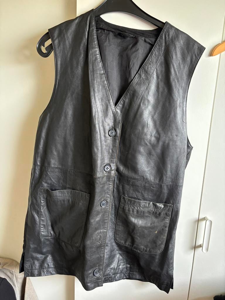 Leren gilet dames, Kleding | Dames, Ophalen of Verzenden, Zo goed als nieuw, Maat 38/40 (M), Zwart