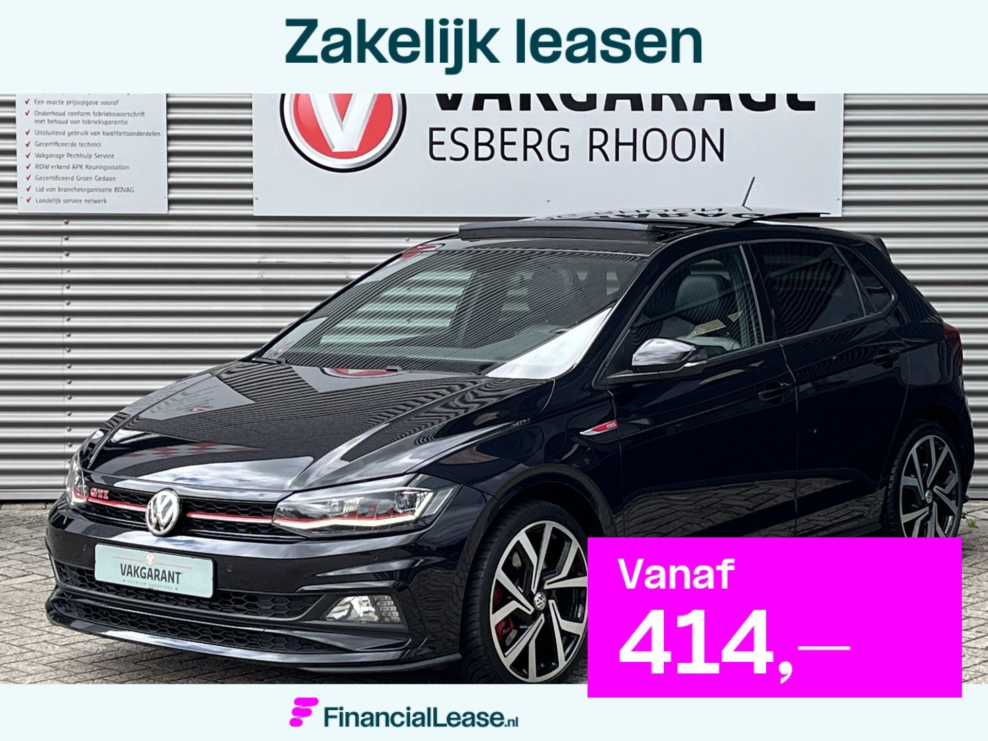 Volkswagen Polo 2.0 TSI GTI DSG,NAVI/CAM,SCHUIFDAK,BRESCIA, 12 maanden, 4 cilinders, Zwart, Grijs