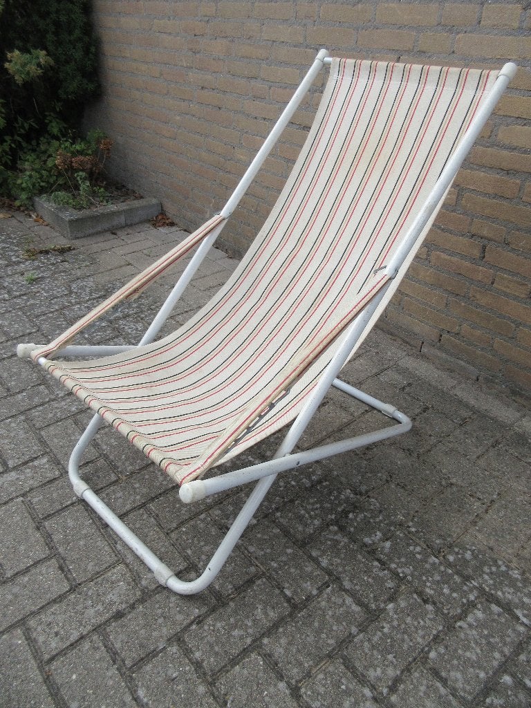 Vintage stoel ligstoel campingstoel, Caravans en Kamperen, Kampeermeubelen, Ophalen, Gebruikt, Campingstoel