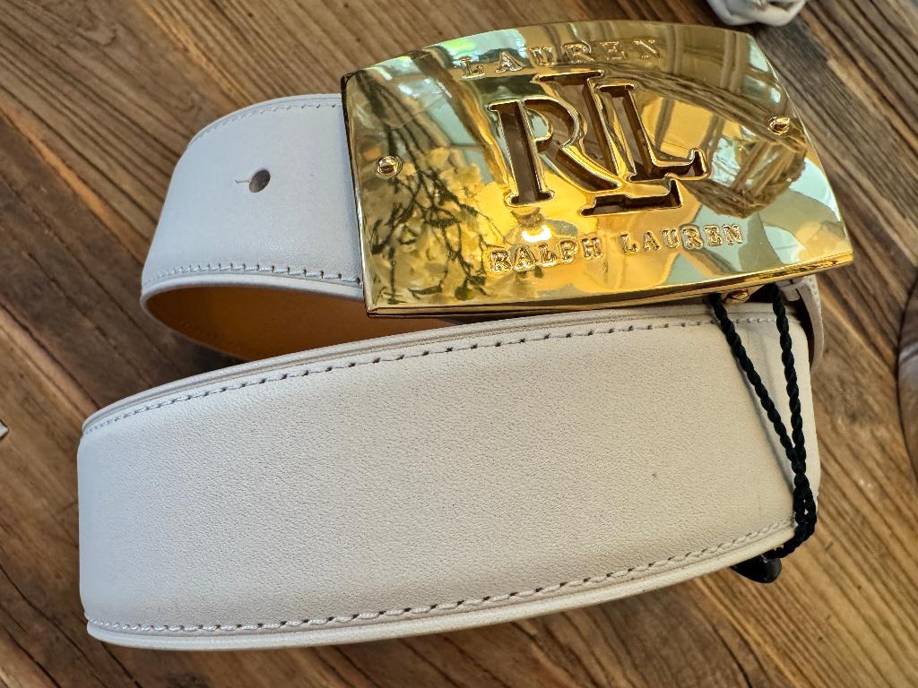 Ongebruikte Gold-Crème dames riem Gold Logo RL, 38-40/M/85cm, Kleding | Dames, Riemen en Ceinturen, 80 tot 90 cm, 3 tot 5 cm, Verzenden