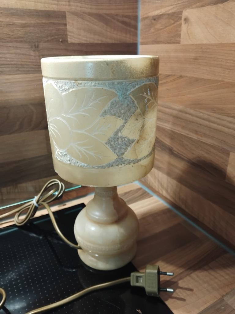 Vintage albasten tafellamp /1970, Huis en Inrichting, Lampen | Tafellampen, Ophalen of Verzenden, Minder dan 50 cm