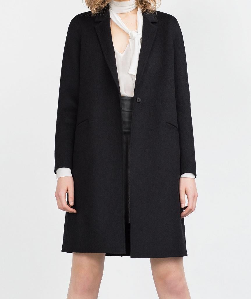 Zara zwarte wollen mantel jas losse pasvorm maat S, Nieuw, Ophalen of Verzenden, Maat 36 (S), Zara