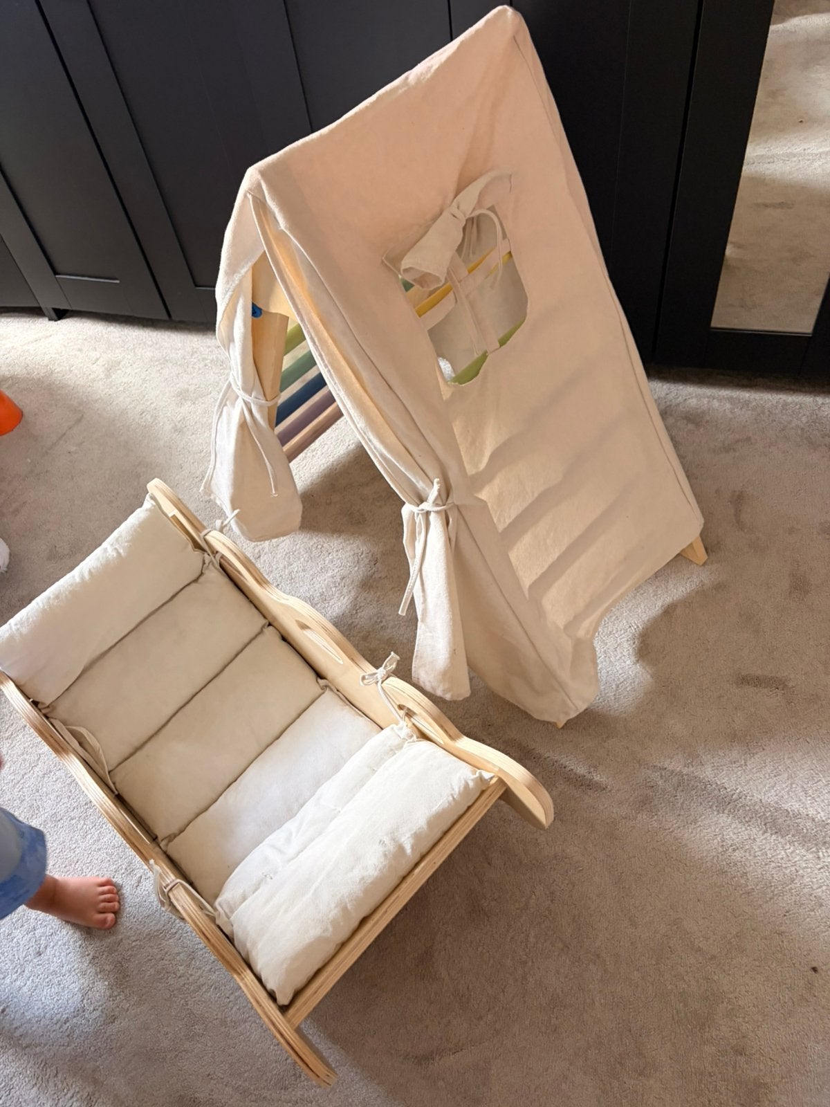 Klimrek, speelhuisje, wipstoel, Ophalen, Zo goed als nieuw, Poppenhuis