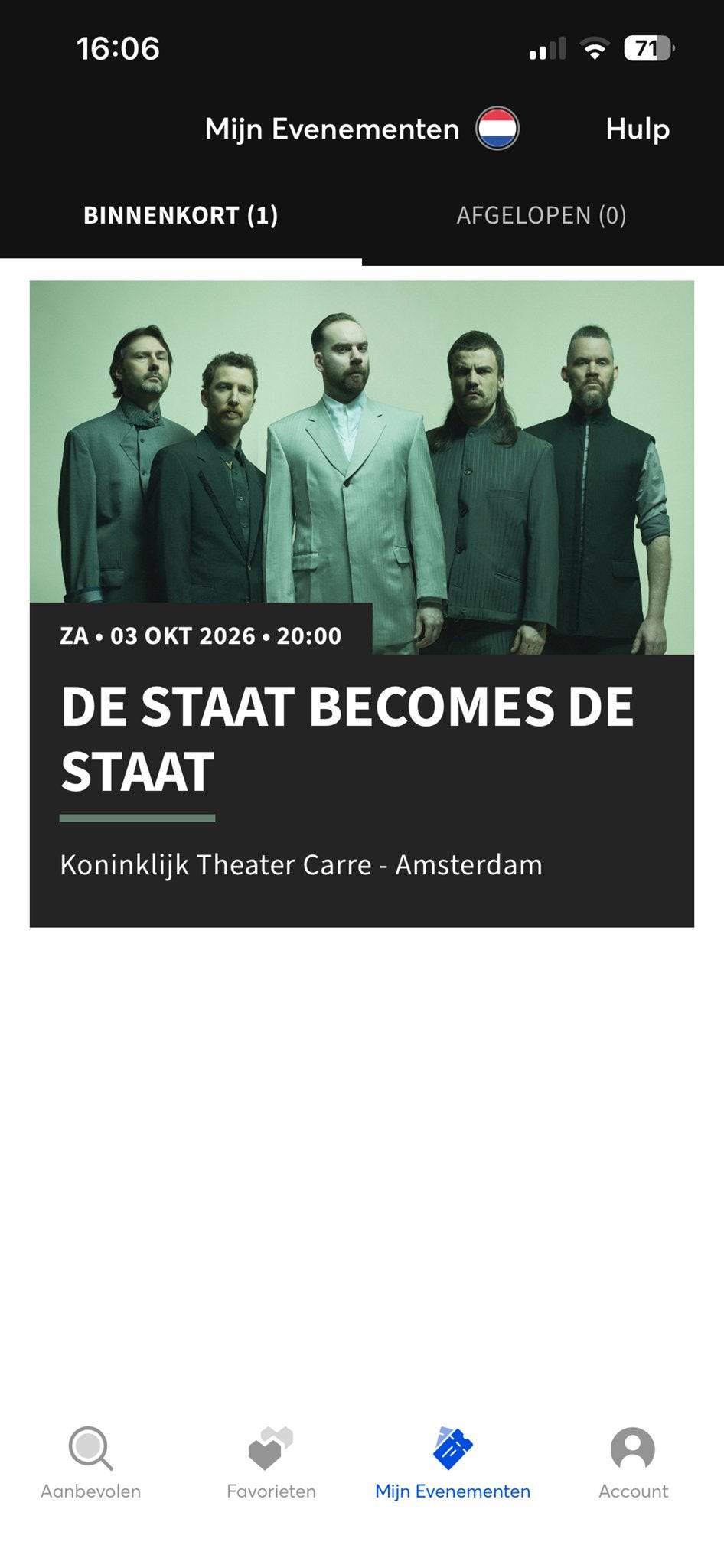 Tickets de Staat in Carré 3 oktober, Twee personen, Oktober