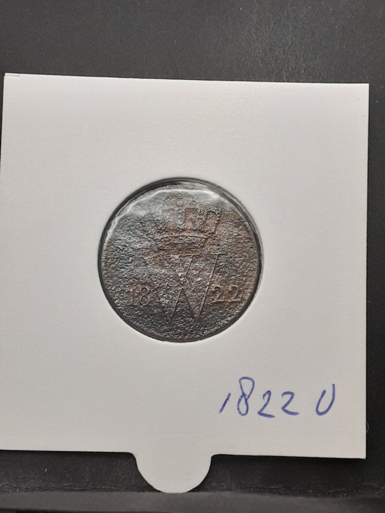 1 cent 1822 U Koning Willem I, Postzegels en Munten, Verzenden, Koning Willem I, 1 cent, Losse munt