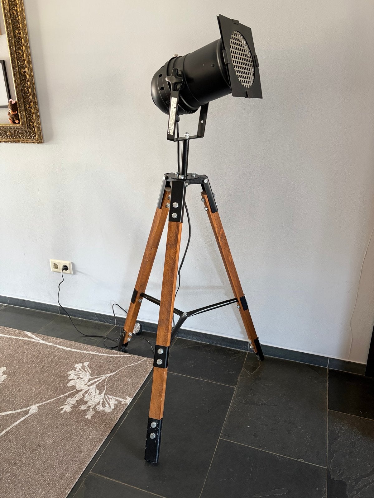 Industriële staande lamp op statief - Zo goed als nieuw, Ophalen, Zo goed als nieuw, Metaal