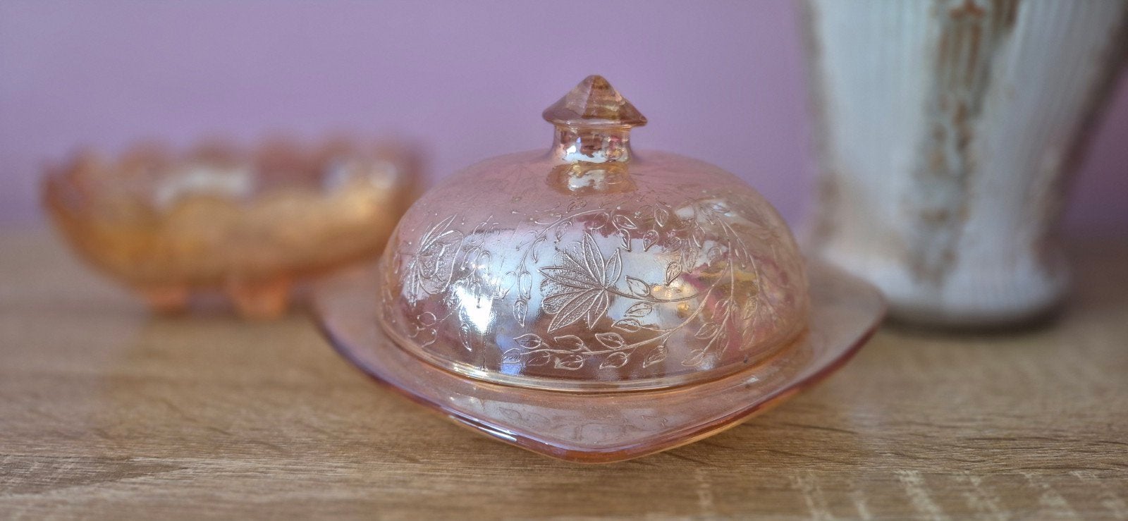 Vintage Jeannette Glass Floragold botervloot jaren '50/'60, Verzenden