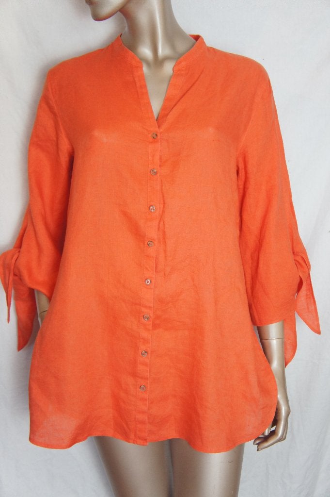 GERRY WEBER blouse maat 42 LINEN, Kleding | Dames, Blouses en Tunieken, Verzenden, Zo goed als nieuw, Maat 42/44 (L), Oranje