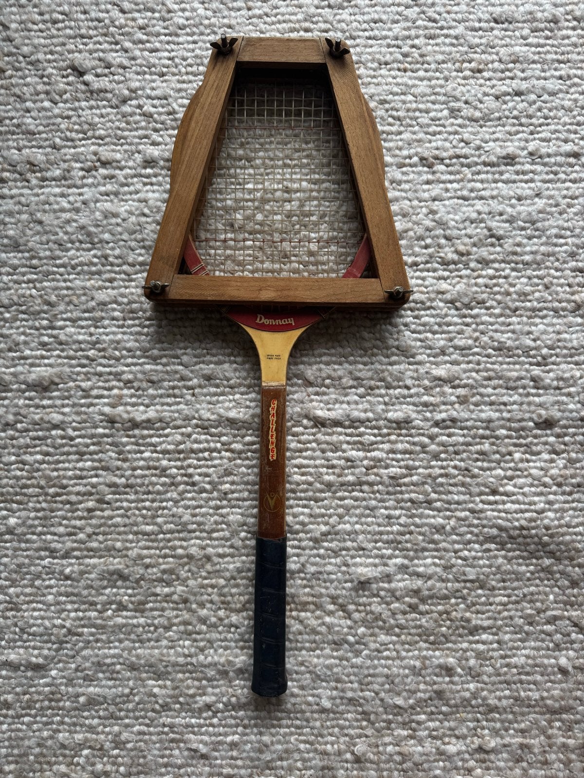 Antiek Donnay tennisracket met houten pers, Ophalen of Verzenden, Gebruikt, Racket, Dunlop